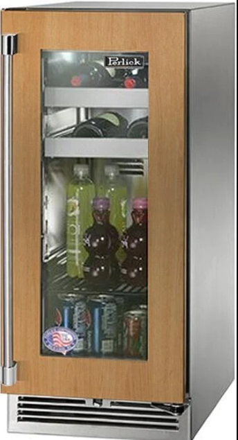 Perlick 15" Signature Series Outdoor Built-In Glass Door Beverage Center with 2.8 cu. ft. Capacity in Panel Ready - HP15BM-4-4L