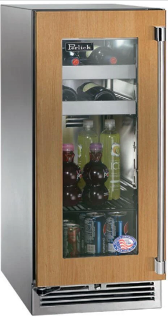 Perlick 15" Signature Series Outdoor Built-In Glass Door Beverage Center with 2.8 cu. ft. Capacity in Panel Ready - HP15BM-4-4R