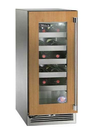 Perlick 15" Signature Series Built-In Wine Cooler with 20 Bottle Capacity Single Zone with Glass Door in Panel Ready - HP15WM-4-4R