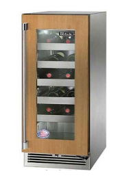 Perlick 15" Signature Series Built-In Wine Cooler with 20 Bottle Capacity Single Zone with Glass Door in Panel Ready - HP15WM-4-4R