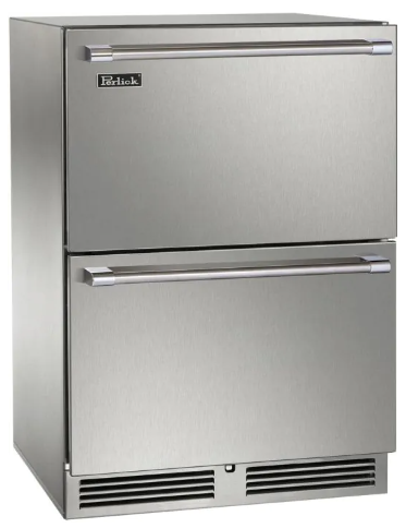 Perlick Signature Series 24-Inch Outdoor Undercounter Dual Zone Freezer/Refrigerator Drawers - Stainless Steel - HP24ZO-4-5