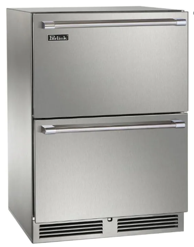 Perlick Signature Series 24-Inch Outdoor Undercounter Dual Zone Freezer/Refrigerator Drawers - Panel Ready - HP24ZO-4-6