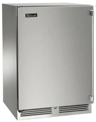 Perlick Signature Series 24-Inch Left-Hinge Outdoor Undercounter Refrigerator - Stainless Steel Solid Door - HP24RO-4-1L