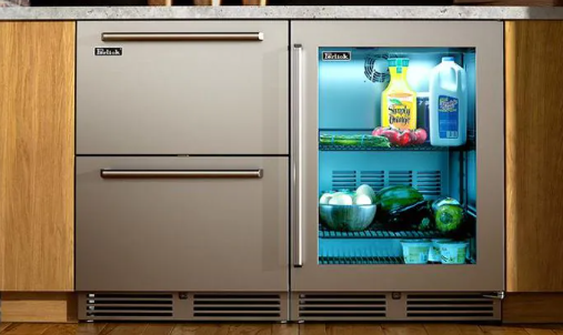 Perlick Signature Series 24-Inch Left-Hinge Outdoor Undercounter Refrigerator - Stainless Steel Glass Door - HP24RO-4-3L