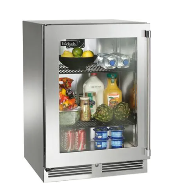 Perlick Signature Series 24-Inch Right-Hinge Outdoor Undercounter Refrigerator - Stainless Steel Glass Door - HP24RO-4-3R