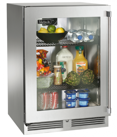 Perlick Signature Series 24-Inch Right-Hinge Outdoor Undercounter Refrigerator - Panel Ready Glass Door - HP24RO-4-4R