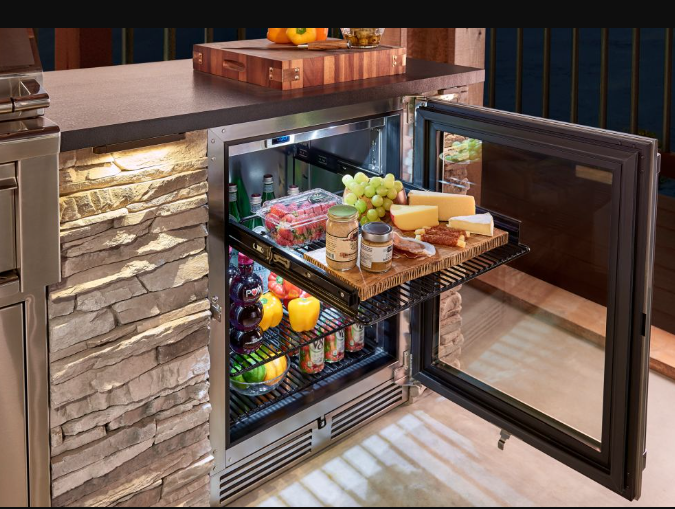 Perlick Signature Series 24-Inch Right-Hinge Outdoor Undercounter Refrigerator - Panel Ready Glass Door - HP24RO-4-4R