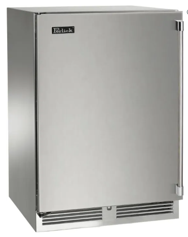 Perlick Signature Series 24-Inch Left-Hinge Outdoor Undercounter Dual Zone Refrigerator/Wine Reserve - Stainless Steel Solid Door - HP24CO-4-1L