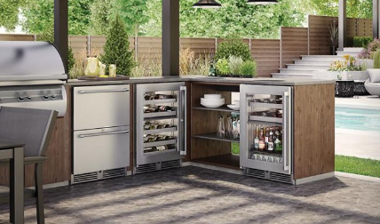 Perlick Signature Series 24-Inch Left-Hinge Outdoor Undercounter Dual Zone Refrigerator/Wine Reserve - Stainless Steel Solid Door - HP24CO-4-1L