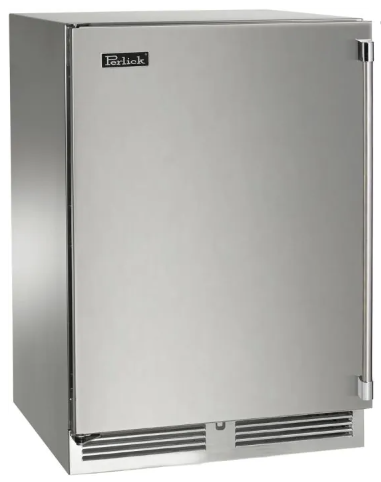 Perlick Signature Series 24-Inch Right-Hinge Outdoor Undercounter Dual Zone Refrigerator/Wine Reserve - Stainless Steel Solid Door - HP24CO-4-1R