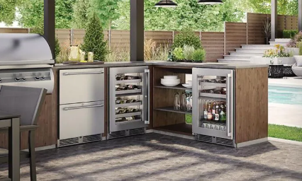 Perlick Signature Series 24-Inch Right-Hinge Outdoor Undercounter Dual Zone Refrigerator/Wine Reserve - Stainless Steel Solid Door - HP24CO-4-1R
