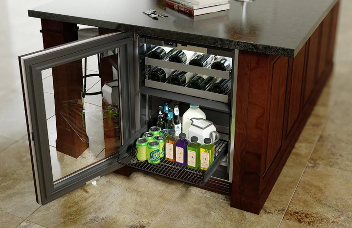 Perlick Signature Series 24-Inch Left-Hinge Outdoor Undercounter Dual Zone Refrigerator/Wine Reserve - Panel Ready Glass Door - HP24CO-4-4L