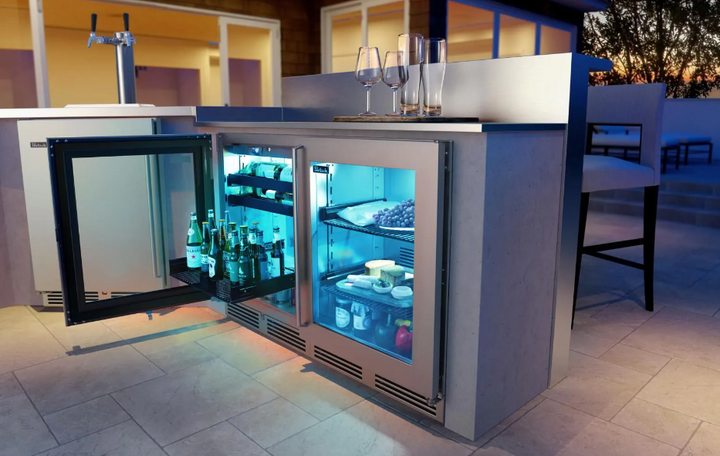 Perlick Signature Series 24-Inch Left-Hinge Outdoor Undercounter Dual Zone Refrigerator/Wine Reserve - Panel Ready Glass Door - HP24CO-4-4L