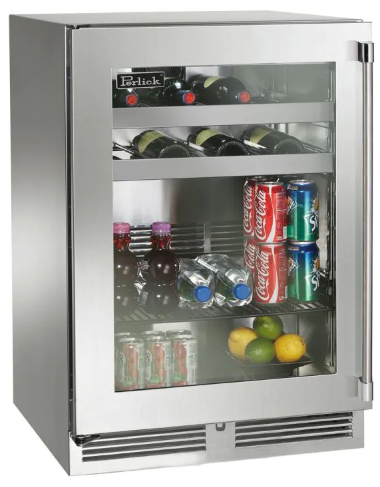 Perlick Signature Series 24-Inch Right-Hinge Outdoor Undercounter Dual Zone Refrigerator/Wine Reserve - Panel Ready Glass Door - HP24CO-4-4R