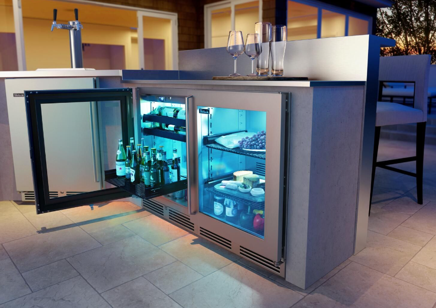 Perlick Signature Series 24-Inch Right-Hinge Outdoor Undercounter Dual Zone Refrigerator/Wine Reserve - Panel Ready Glass Door - HP24CO-4-4R