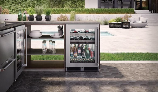 Perlick Signature Series 24-Inch Right-Hinge Outdoor Undercounter Dual Zone Refrigerator/Wine Reserve - Panel Ready Glass Door - HP24CO-4-4R