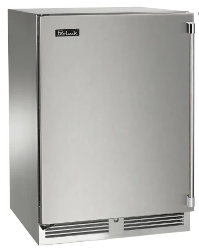 Perlick Signature Series 24-Inch Left-Hinge Outdoor Undercounter Beverage Center - Stainless Steel Solid Door - HP24BO-4-1L