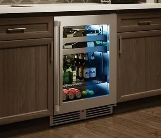 Perlick Signature Series 24-Inch Left-Hinge Outdoor Undercounter Beverage Center - Stainless Steel Glass Door - HP24BO-4-3L