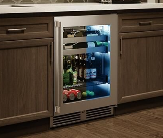 Perlick Signature Series 24-Inch Right-Hinge Outdoor Undercounter Beverage Center - Stainless Steel Glass Door - HP24BO-4-3R