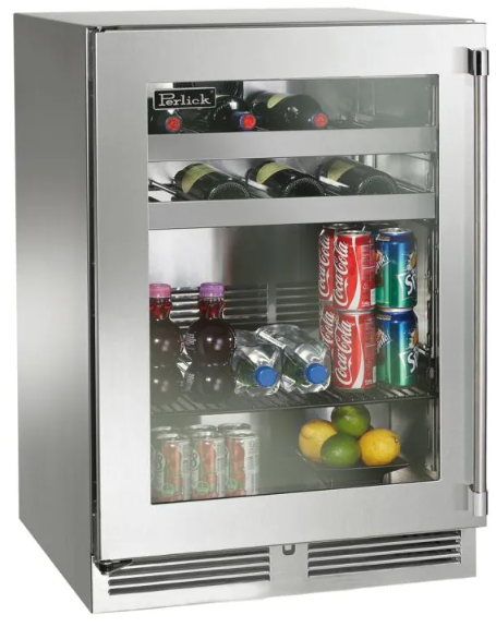 Perlick Signature Series 24-Inch Right-Hinge Outdoor Undercounter Beverage Center - Panel Ready Glass Door - HP24BO-4-4R