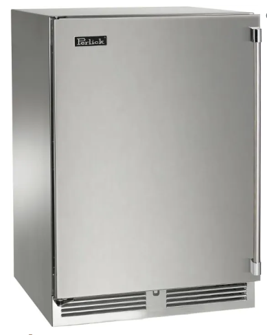 Perlick Signature Series 24-Inch Left-Hinge Outdoor Undercounter Single Zone Wine Reserve - Stainless Steel Solid Door - HP24WO-4-1L