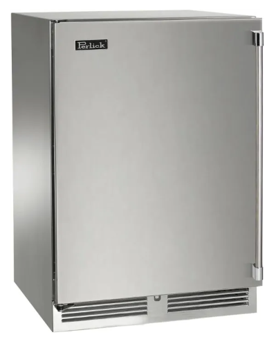 Perlick Signature Series 24-Inch Right-Hinge Outdoor Undercounter Single Zone Wine Reserve - Stainless Steel Solid Door - HP24WO-4-1R