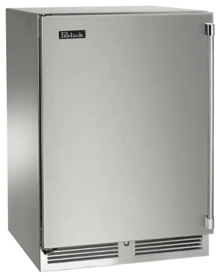 Perlick Signature Series 24-Inch Left-Hinge Outdoor Undercounter Dual Zone Wine Reserve - Stainless Steel Solid Door - HP24DO-4-1L