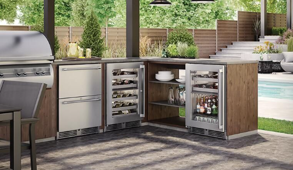 Perlick Signature Series 24-Inch Left-Hinge Outdoor Undercounter Dual Zone Wine Reserve - Stainless Steel Solid Door - HP24DO-4-1L