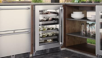 Perlick Signature Series 24-Inch Left-Hinge Outdoor Undercounter Dual Zone Wine Reserve - Stainless Steel Solid Door - HP24DO-4-1L