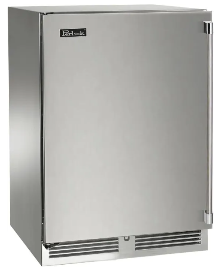 Perlick Signature Series 24-Inch Right-Hinge Outdoor Undercounter Dual Zone Wine Reserve - Stainless Steel Solid Door - HP24DO-4-1R