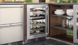 Perlick Signature Series 24-Inch Right-Hinge Outdoor Undercounter Dual Zone Wine Reserve - Stainless Steel Solid Door - HP24DO-4-1R