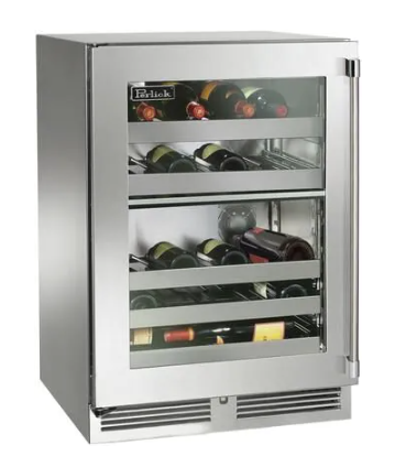 Perlick Signature Series 24-Inch Right-Hinge Outdoor Undercounter Dual Zone Wine Reserve - Stainless Steel Glass Door - HP24DO-4-3R
