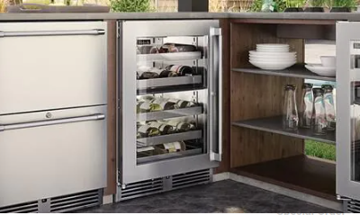 Perlick Signature Series 24-Inch Right-Hinge Outdoor Undercounter Dual Zone Wine Reserve - Stainless Steel Glass Door - HP24DO-4-3R