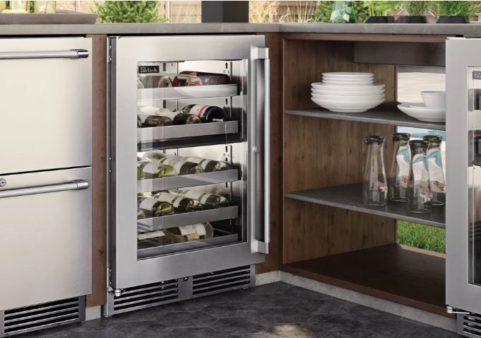 Perlick Signature Series 24-Inch Left-Hinge Outdoor Undercounter Dual Zone Wine Reserve - Panel Ready Glass Door - HP24DO-4-4L