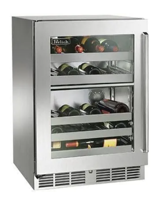 Perlick Signature Series 24-Inch Right-Hinge Outdoor Undercounter Dual Zone Wine Reserve - Panel Ready Glass Door - HP24DO-4-4R