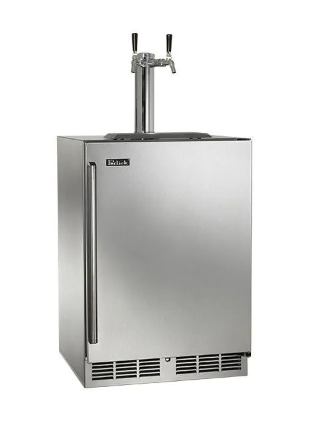 Perlick Signature Series 24-Inch Left-Hinge Outdoor Undercounter Two Tap Beer Dispenser - Panel Ready Solid Door - HP24TO-4-2L-2