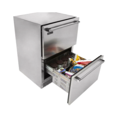 Perlick 24-Inch Signature Series Outdoor Built-In Drawer Counter Depth Compact Freezer with 5 cu. ft. Capacity in Stainless Steel - HP24FM-4-5