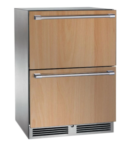 Perlick 24-Inch Signature Series Outdoor Built-In Drawer Counter Depth Compact Freezer with 5 cu. ft. Capacity in Panel Ready - HP24FM-4-6