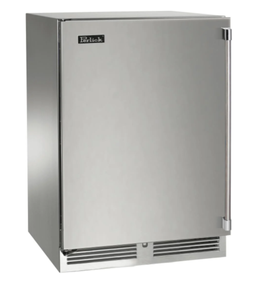 Perlick 24" Signature Series Outdoor Built-In Counter Depth Compact Refrigerator with 5.2 cu. ft. Capacity in Stainless Steel - HP24RM-4-1L