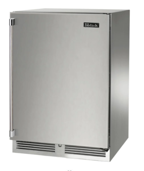 Perlick 24" Signature Series Outdoor Built-In Counter Depth Compact Refrigerator with 5.2 cu. ft. Capacity in Stainless Steel - HP24RM-4-1L