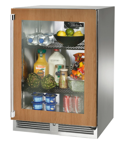 Perlick 24" Signature Series Outdoor Built-In Counter Depth Compact Refrigerator with 5.2 cu. ft. Capacity with Glass Door in Panel Ready - HP24RM-4-4R