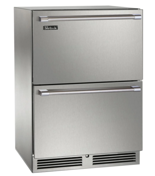 Perlick 24-Inch Signature Series Outdoor Built-In Counter Depth Drawer Refrigerator with 5.2 cu. ft. Capacity in Stainless Steel - HP24RM-4-5