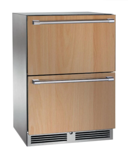 Perlick 24-Inch Signature Series Outdoor Built-In Counter Depth Drawer Refrigerator with 5.2 cu. ft. Capacity in Panel Ready - HP24RM-4-6