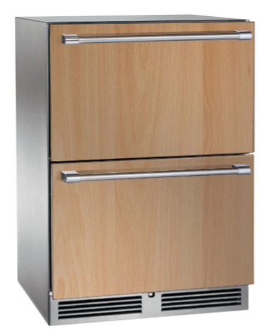 Perlick 24-Inch Signature Series Outdoor Built-In Counter Depth Drawer Refrigerator with 5 cu. ft Capacity in Panel Ready - HP24ZM-4-6