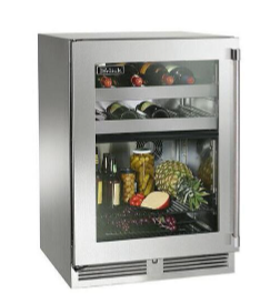 Perlick 24" Signature Series Outdoor Built-In Glass Door Beverage Center with 5 cu. ft. Capacity Dual Zone in Stainless Steel - HP24CM-4-3L