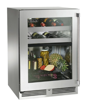 Perlick 24" Signature Series Outdoor Built-In Glass Door Beverage Center with 5 cu. ft. Capacity Dual Zone in Stainless Steel - HP24CM-4-3R