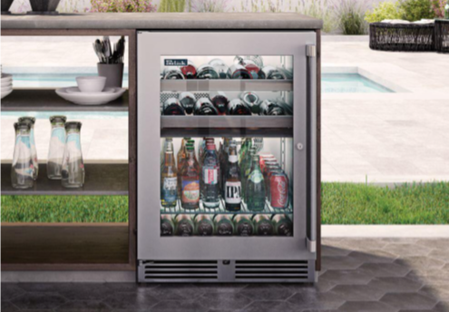 Perlick 24" Signature Series Outdoor Built-In Glass Door Beverage Center with 5.2 cu. ft. Capacity in Stainless Steel - HP24BM-4-3R