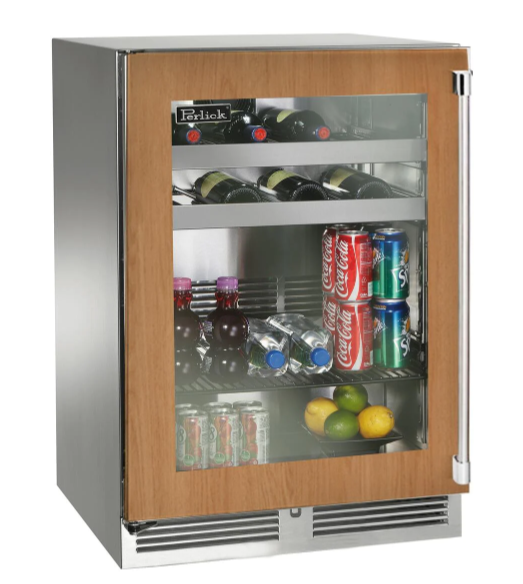 Perlick 24" Signature Series Outdoor Built-In Glass Door Beverage Center with 5.2 cu. ft. Capacity in Panel Ready - HP24BM-4-4L