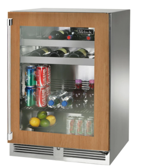 Perlick 24" Signature Series Outdoor Built-In Glass Door Beverage Center with 5.2 cu. ft. Capacity in Panel Ready - HP24BM-4-4L