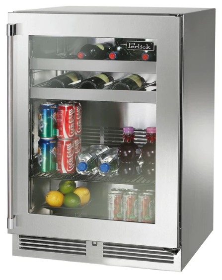 Perlick 24" Signature Series Outdoor Built-In Glass Door Beverage Center with 5.2 cu. ft. Capacity in Stainless Steel  - HP24BM-4-4R